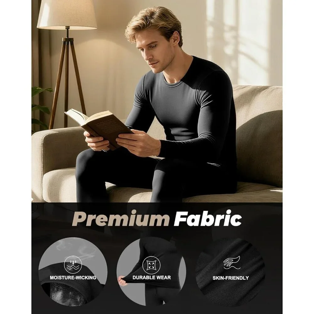 Thermal Underwear for Men Long Johns with Fleece Lined Base Layer Men Cold Weath